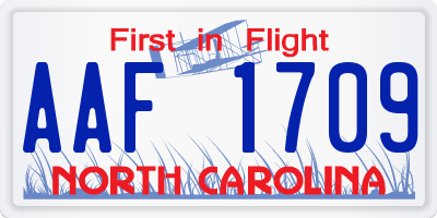 NC license plate AAF1709