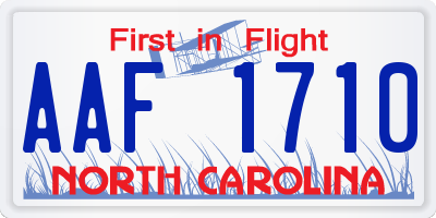 NC license plate AAF1710