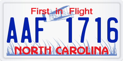 NC license plate AAF1716