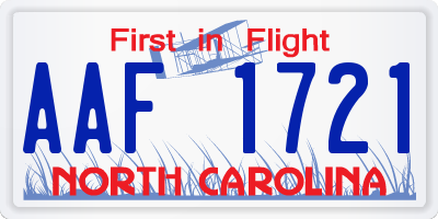 NC license plate AAF1721