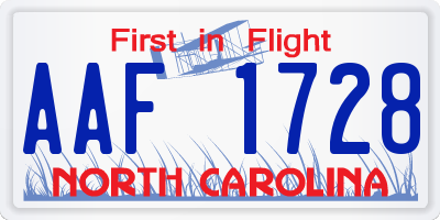 NC license plate AAF1728