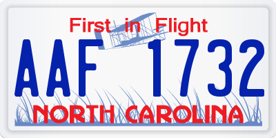 NC license plate AAF1732