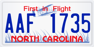 NC license plate AAF1735