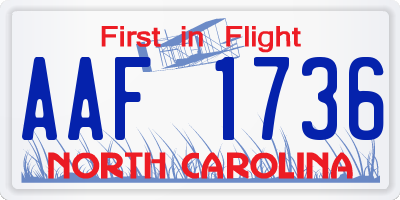 NC license plate AAF1736