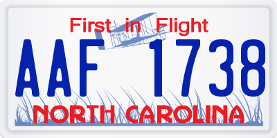 NC license plate AAF1738