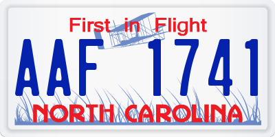 NC license plate AAF1741