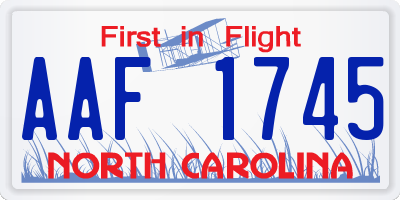 NC license plate AAF1745
