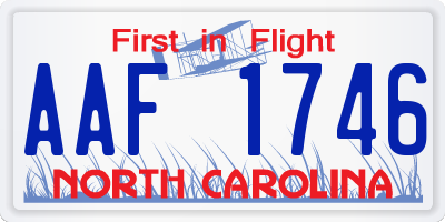 NC license plate AAF1746