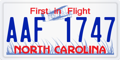 NC license plate AAF1747