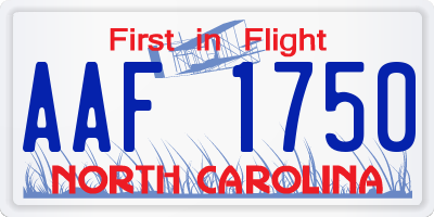 NC license plate AAF1750