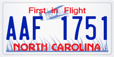 NC license plate AAF1751