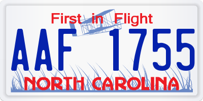 NC license plate AAF1755