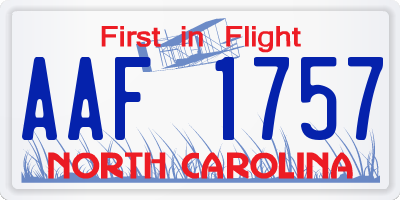 NC license plate AAF1757