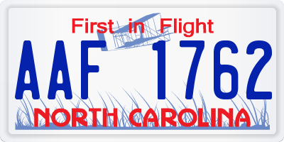 NC license plate AAF1762