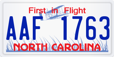 NC license plate AAF1763