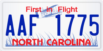 NC license plate AAF1775