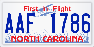 NC license plate AAF1786