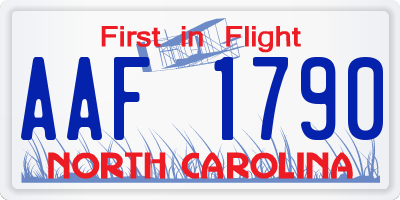 NC license plate AAF1790