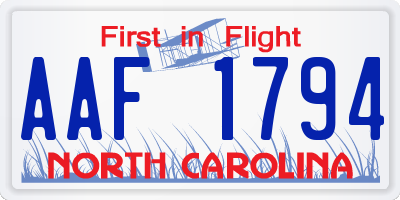 NC license plate AAF1794