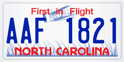 NC license plate AAF1821