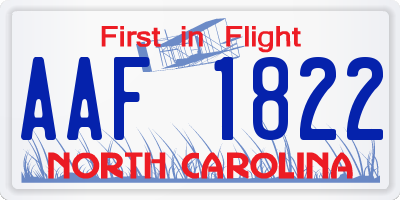 NC license plate AAF1822