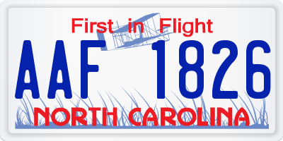 NC license plate AAF1826