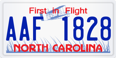 NC license plate AAF1828