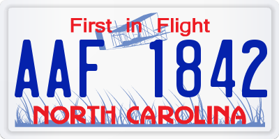NC license plate AAF1842