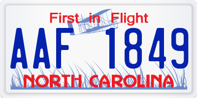 NC license plate AAF1849