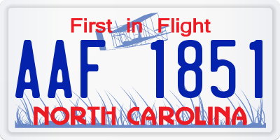 NC license plate AAF1851
