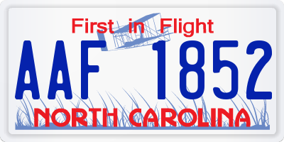 NC license plate AAF1852