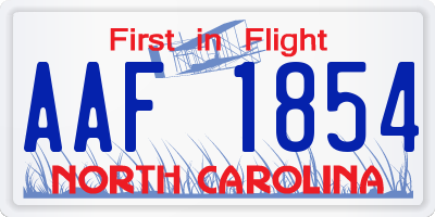 NC license plate AAF1854