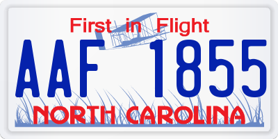 NC license plate AAF1855