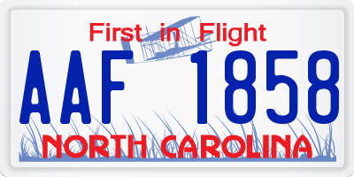 NC license plate AAF1858