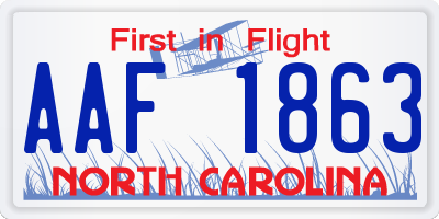NC license plate AAF1863