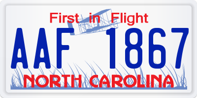 NC license plate AAF1867
