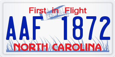 NC license plate AAF1872