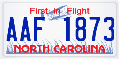 NC license plate AAF1873