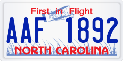 NC license plate AAF1892