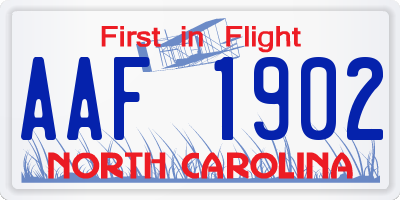 NC license plate AAF1902