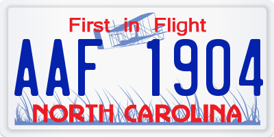 NC license plate AAF1904