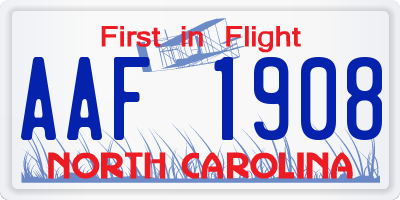 NC license plate AAF1908