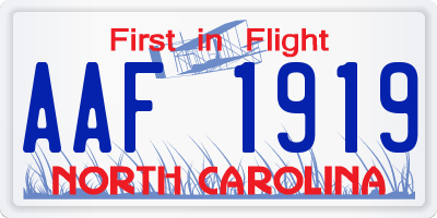 NC license plate AAF1919