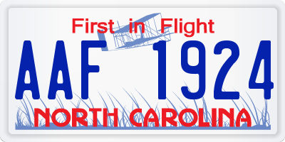 NC license plate AAF1924