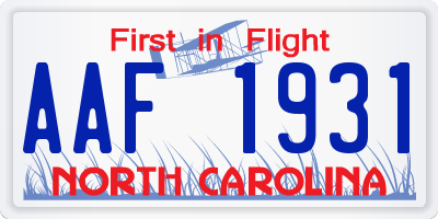 NC license plate AAF1931