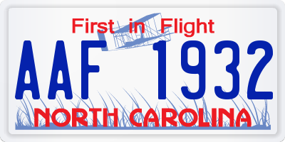 NC license plate AAF1932