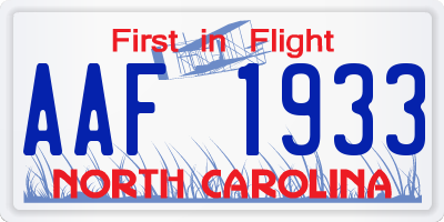 NC license plate AAF1933