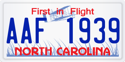 NC license plate AAF1939