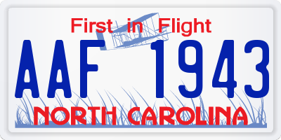 NC license plate AAF1943