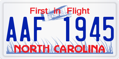 NC license plate AAF1945